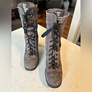 OXS RARE VINTAGE “Frank” Gray Suede Combat Boots ONLY FOR RADICAL LOVERS